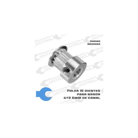 Polea dentada GT2 16 dientes para banda 6mm