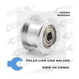 Polea lisa con balero para banda 6mm