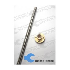Husillo Cuerda Trapezoidal 8mm diámetro con una tuerca