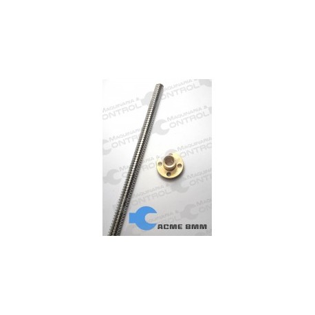 Husillo Cuerda Trapezoidal 8mm diámetro con una tuerca