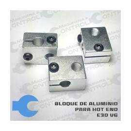 Bloque Aluminio Calentador E3D V6 y MK8