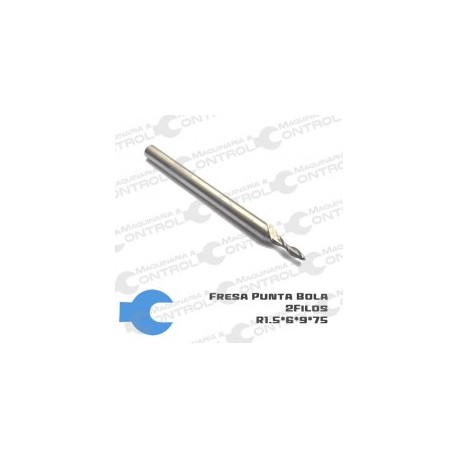 Fresa cabeza de bola 2 filos R1.5x6x9x75
